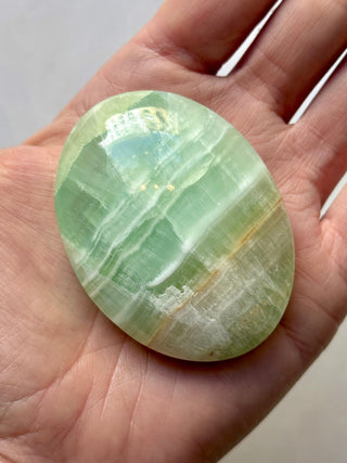 PISTACHIO CALCITE PALM STONE (4) Palmstone The Crystal Avenues 
