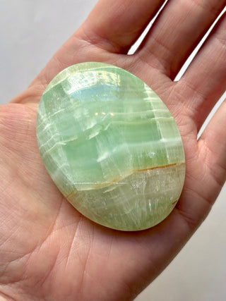 PISTACHIO CALCITE PALM STONE (4) Palmstone The Crystal Avenues 