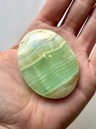 PISTACHIO CALCITE PALM STONE (5) Palmstone The Crystal Avenues 