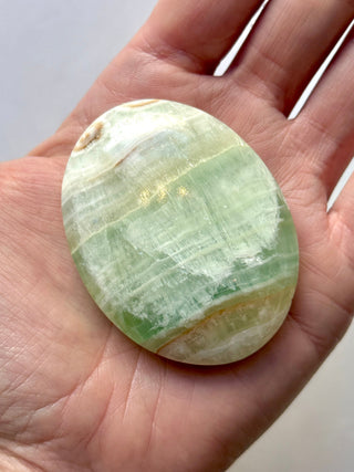 PISTACHIO CALCITE PALM STONE (5) Palmstone The Crystal Avenues 