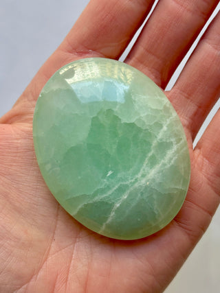 PISTACHIO CALCITE PALM STONE (6) Palmstone The Crystal Avenues 