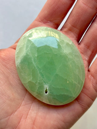 PISTACHIO CALCITE PALM STONE (8) Palmstone The Crystal Avenues 