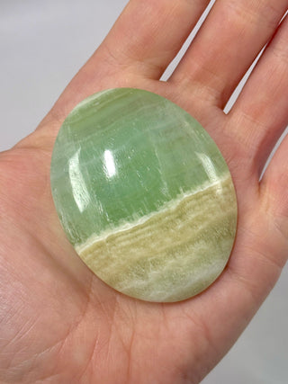 PISTACHIO CALCITE PALM STONE (D) Palmstone The Crystal Avenues 