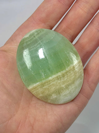 PISTACHIO CALCITE PALM STONE (D) Palmstone The Crystal Avenues 