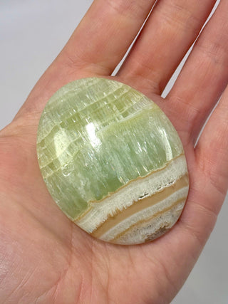 PISTACHIO CALCITE PALM STONE (E) Palmstone The Crystal Avenues 