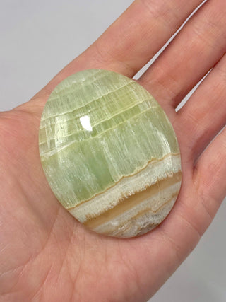 PISTACHIO CALCITE PALM STONE (E) Palmstone The Crystal Avenues 