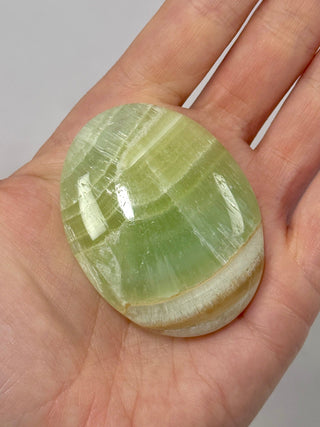 PISTACHIO CALCITE PALM STONE (J) Palmstone The Crystal Avenues 