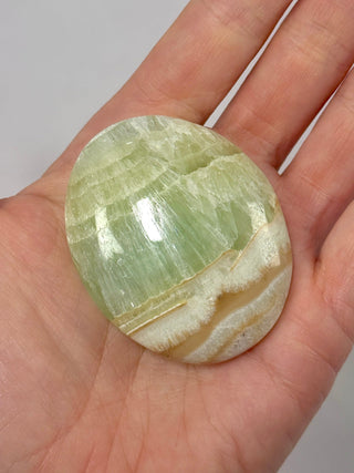 PISTACHIO CALCITE PALM STONE (K) Palmstone The Crystal Avenues 