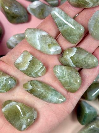 PRASIOLITE (GREEN AMETHYST) TUMBLE STONE Tumble Stone The Crystal Avenues 