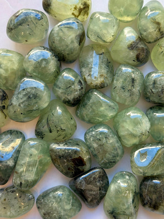 PREHNITE TOURMALINE TUMBLE STONE Tumble Stone The Crystal Avenues 