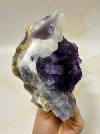 PURPLE FLUORITE CLUSTER W. CALCITE (1) Raw Crystal The Crystal Avenues 