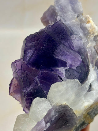 PURPLE FLUORITE CLUSTER W. CALCITE (1) Raw Crystal The Crystal Avenues 