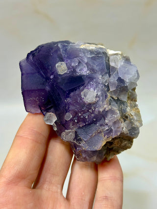 PURPLE FLUORITE CLUSTER W. CALCITE (10) Raw Crystal The Crystal Avenues 