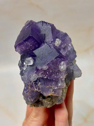PURPLE FLUORITE CLUSTER W. CALCITE (10) Raw Crystal The Crystal Avenues 