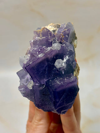 PURPLE FLUORITE CLUSTER W. CALCITE (10) Raw Crystal The Crystal Avenues 