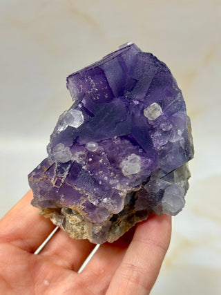 PURPLE FLUORITE CLUSTER W. CALCITE (10) Raw Crystal The Crystal Avenues 