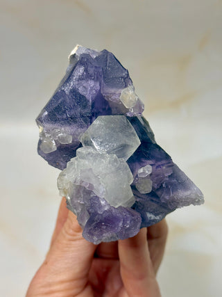 PURPLE FLUORITE CLUSTER W. CALCITE (11) Raw Crystal The Crystal Avenues 