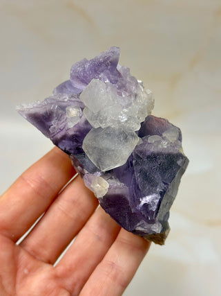 PURPLE FLUORITE CLUSTER W. CALCITE (11) Raw Crystal The Crystal Avenues 