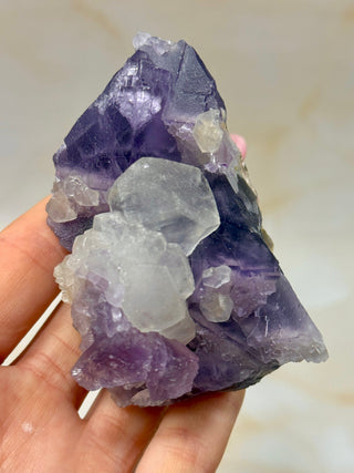 PURPLE FLUORITE CLUSTER W. CALCITE (11) Raw Crystal The Crystal Avenues 