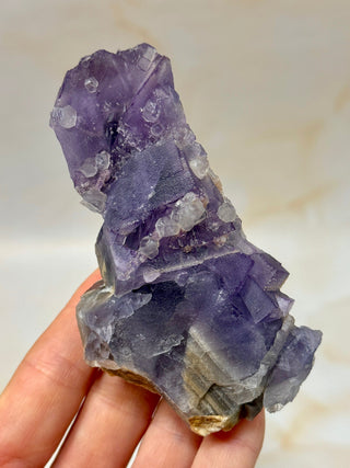 PURPLE FLUORITE CLUSTER W. CALCITE (12) Raw Crystal The Crystal Avenues 