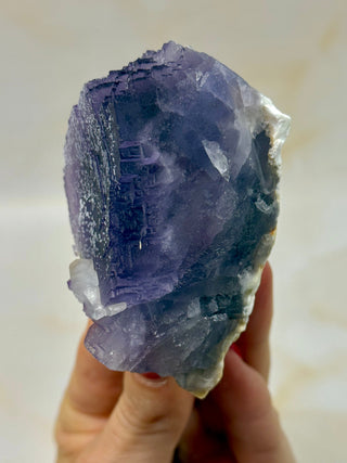 PURPLE FLUORITE CLUSTER W. CALCITE (13) Raw Crystal The Crystal Avenues 