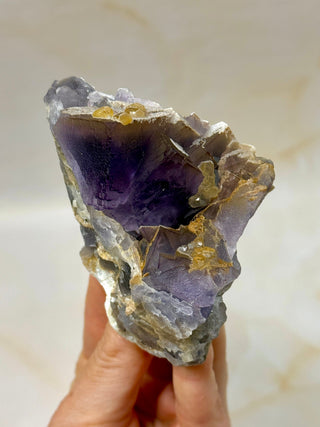 PURPLE FLUORITE CLUSTER W. CALCITE (14) Raw Crystal The Crystal Avenues 