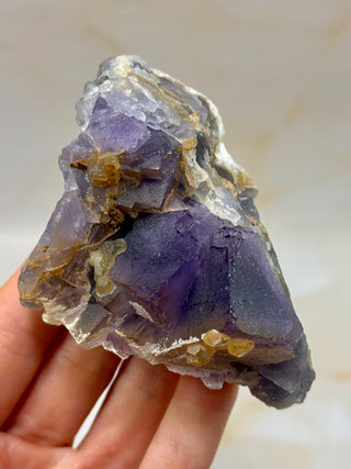 PURPLE FLUORITE CLUSTER W. CALCITE (14) Raw Crystal The Crystal Avenues 