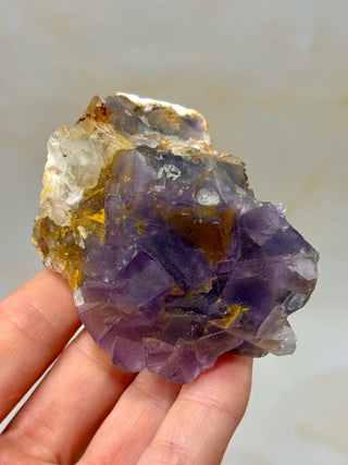 PURPLE FLUORITE CLUSTER W. CALCITE (17) Raw Crystal The Crystal Avenues 