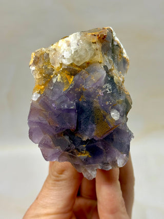 PURPLE FLUORITE CLUSTER W. CALCITE (17) Raw Crystal The Crystal Avenues 
