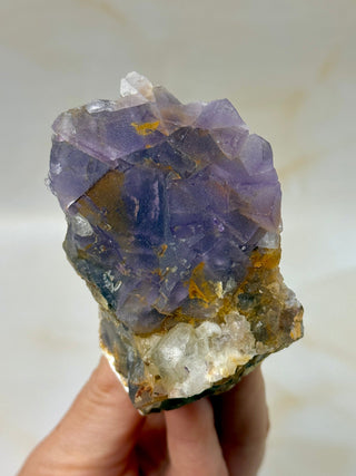 PURPLE FLUORITE CLUSTER W. CALCITE (17) Raw Crystal The Crystal Avenues 