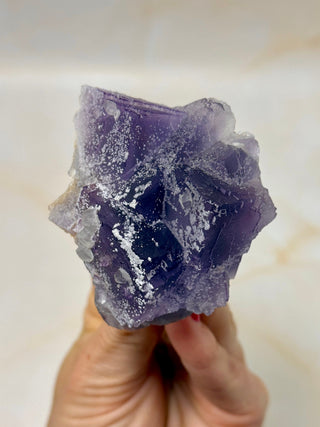 PURPLE FLUORITE CLUSTER W. CALCITE (18) Raw Crystal The Crystal Avenues 
