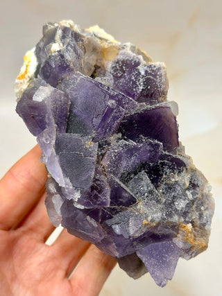 PURPLE FLUORITE CLUSTER W. CALCITE (2) Raw Crystal The Crystal Avenues 