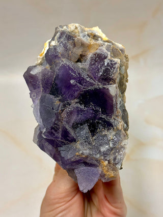 PURPLE FLUORITE CLUSTER W. CALCITE (2) Raw Crystal The Crystal Avenues 