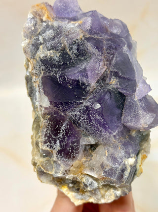 PURPLE FLUORITE CLUSTER W. CALCITE (2) Raw Crystal The Crystal Avenues 