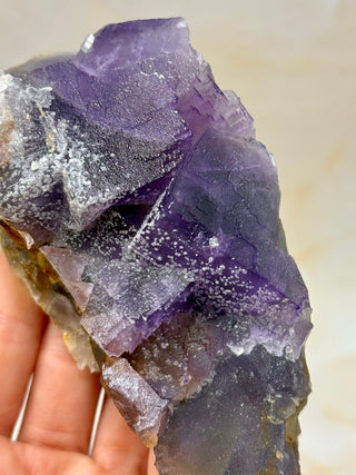 PURPLE FLUORITE CLUSTER W. CALCITE (3) Raw Crystal The Crystal Avenues 