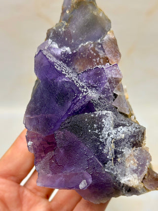 PURPLE FLUORITE CLUSTER W. CALCITE (3) Raw Crystal The Crystal Avenues 
