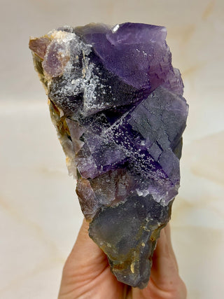 PURPLE FLUORITE CLUSTER W. CALCITE (3) Raw Crystal The Crystal Avenues 