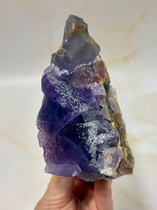 PURPLE FLUORITE CLUSTER W. CALCITE (3) Raw Crystal The Crystal Avenues 