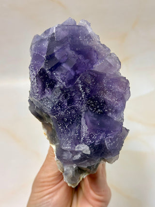 PURPLE FLUORITE CLUSTER W. CALCITE (4) Raw Crystal The Crystal Avenues 