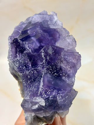 PURPLE FLUORITE CLUSTER W. CALCITE (4) Raw Crystal The Crystal Avenues 
