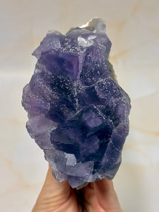 PURPLE FLUORITE CLUSTER W. CALCITE (4) Raw Crystal The Crystal Avenues 