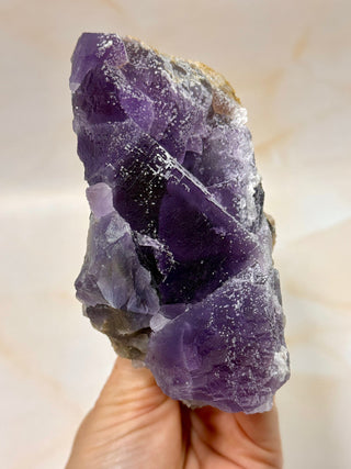 PURPLE FLUORITE CLUSTER W. CALCITE (5) Raw Crystal The Crystal Avenues 