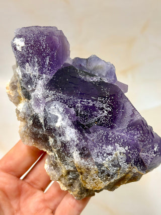 PURPLE FLUORITE CLUSTER W. CALCITE (5) Raw Crystal The Crystal Avenues 