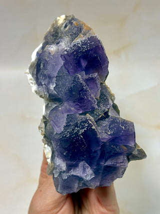 PURPLE FLUORITE CLUSTER W. CALCITE (6) Raw Crystal The Crystal Avenues 