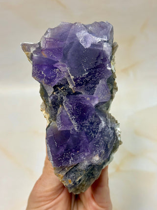 PURPLE FLUORITE CLUSTER W. CALCITE (6) Raw Crystal The Crystal Avenues 
