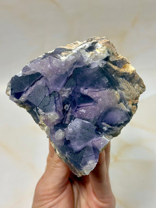 PURPLE FLUORITE CLUSTER W. CALCITE (7) Raw Crystal The Crystal Avenues 