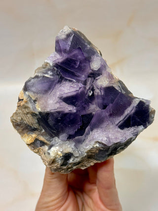 PURPLE FLUORITE CLUSTER W. CALCITE (7) Raw Crystal The Crystal Avenues 
