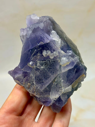 PURPLE FLUORITE CLUSTER W. CALCITE (8) Raw Crystal The Crystal Avenues 