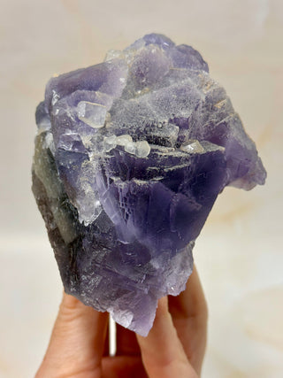 PURPLE FLUORITE CLUSTER W. CALCITE (8) Raw Crystal The Crystal Avenues 
