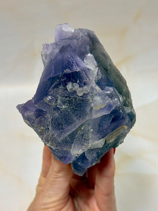 PURPLE FLUORITE CLUSTER W. CALCITE (8) Raw Crystal The Crystal Avenues 